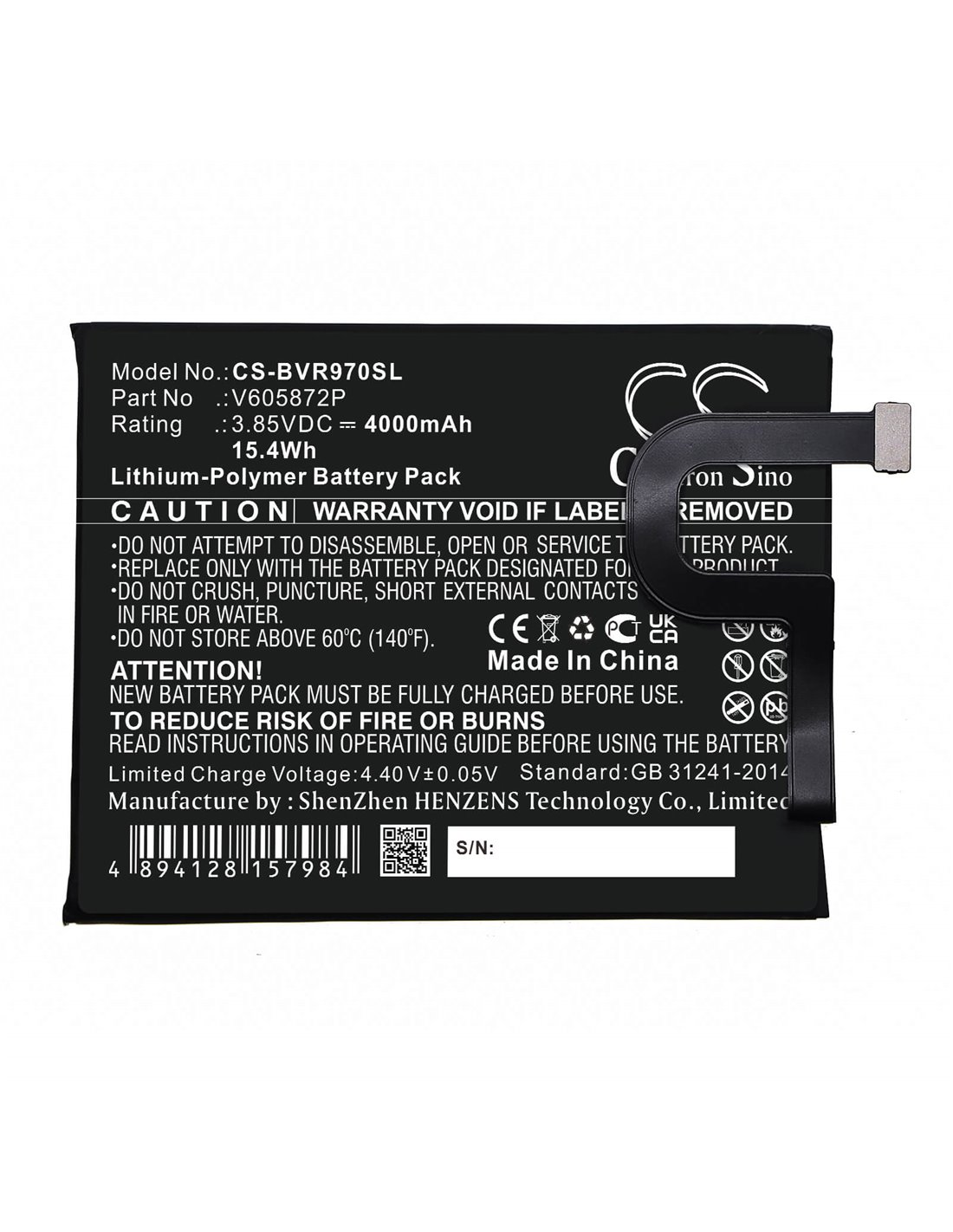 Battery for Blackview, Bv9700 3.85V, 4100mAh - 15.79Wh