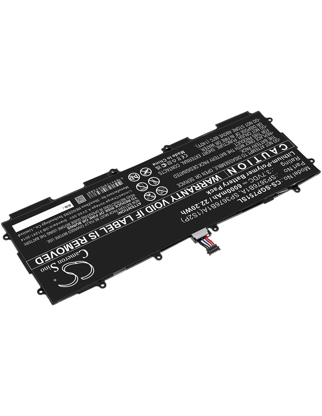 Battery for Samsung Gt-p7510, Galaxy Tab Gt-p7510, Galaxy Note 10.1 LTE, 3.7V, 6000mAh - 22.20Wh