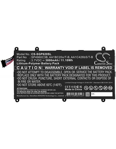 Battery for Samsung Gt-p6200, Gt-p3110, Gt-p3113 3.7V, 3000mAh - 11.1Wh