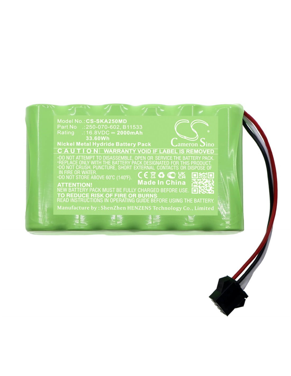 14.4V, Ni-MH, 2000mAh, Battery fits Zede, Single Micro Injection Pump, ZD-50C6, 28.80Wh