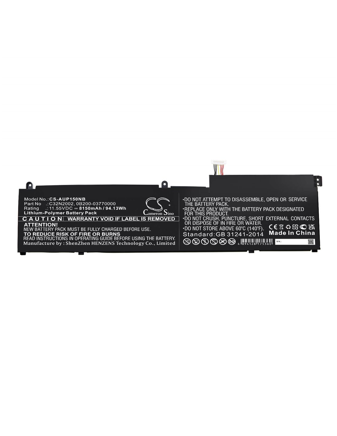 11.55V, Li-Polymer, 8150mAh, Battery fits Asus, ZenBook Flip 15 UX535LI, ZenBook Flip 15 UX564EH, 94.13Wh