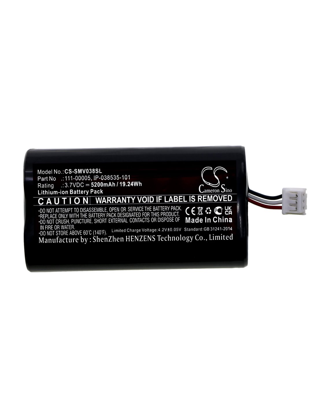 3.7V, Li-ion, 5200mAh, Battery fits Sonos, Roam, 19.24Wh