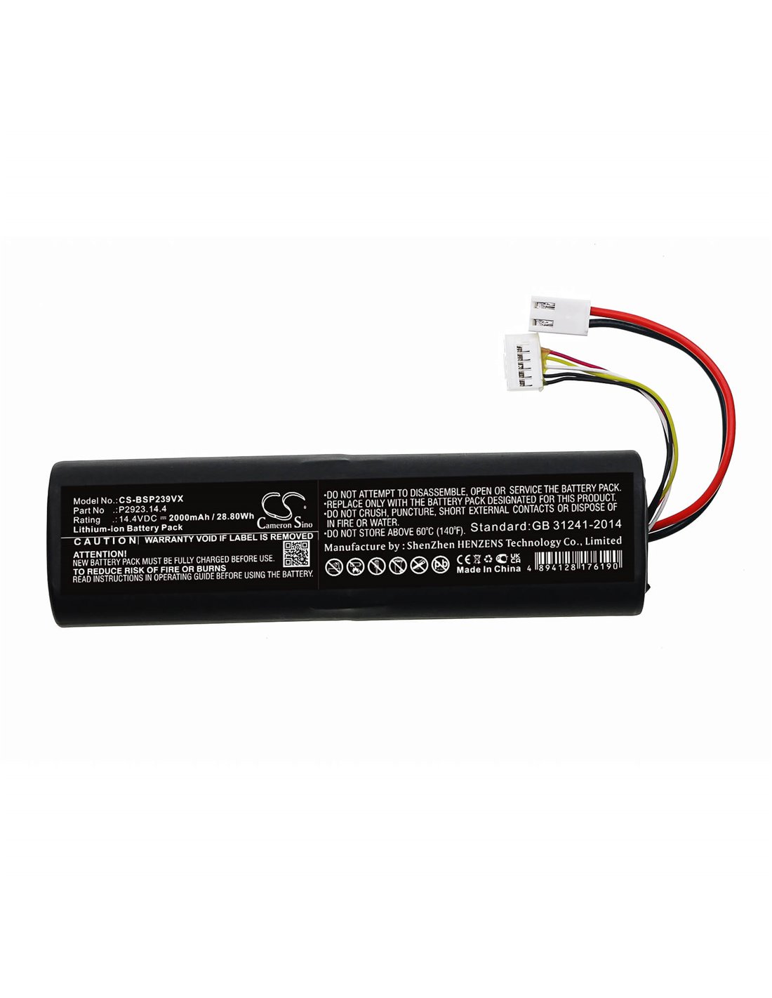 14.4V, Li-ion, 2000mAh, Battery fits Bissell, 2390A, 28.80Wh