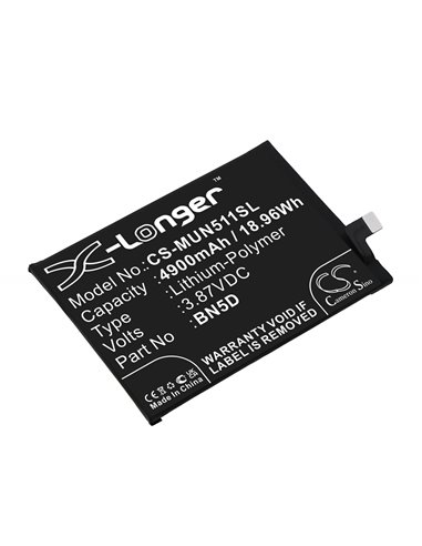 3.87V, Li-Polymer, 4900mAh, Battery fits Redmi, 22031116bg, Note 11s, 18.96Wh