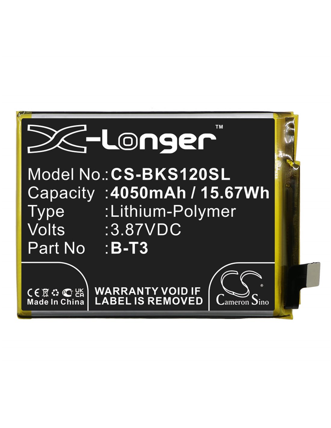 3.87V, Li-Polymer, 4050mAh, Battery fits Vivo, s12 Pro, S12 Pro 5g, 15.67Wh
