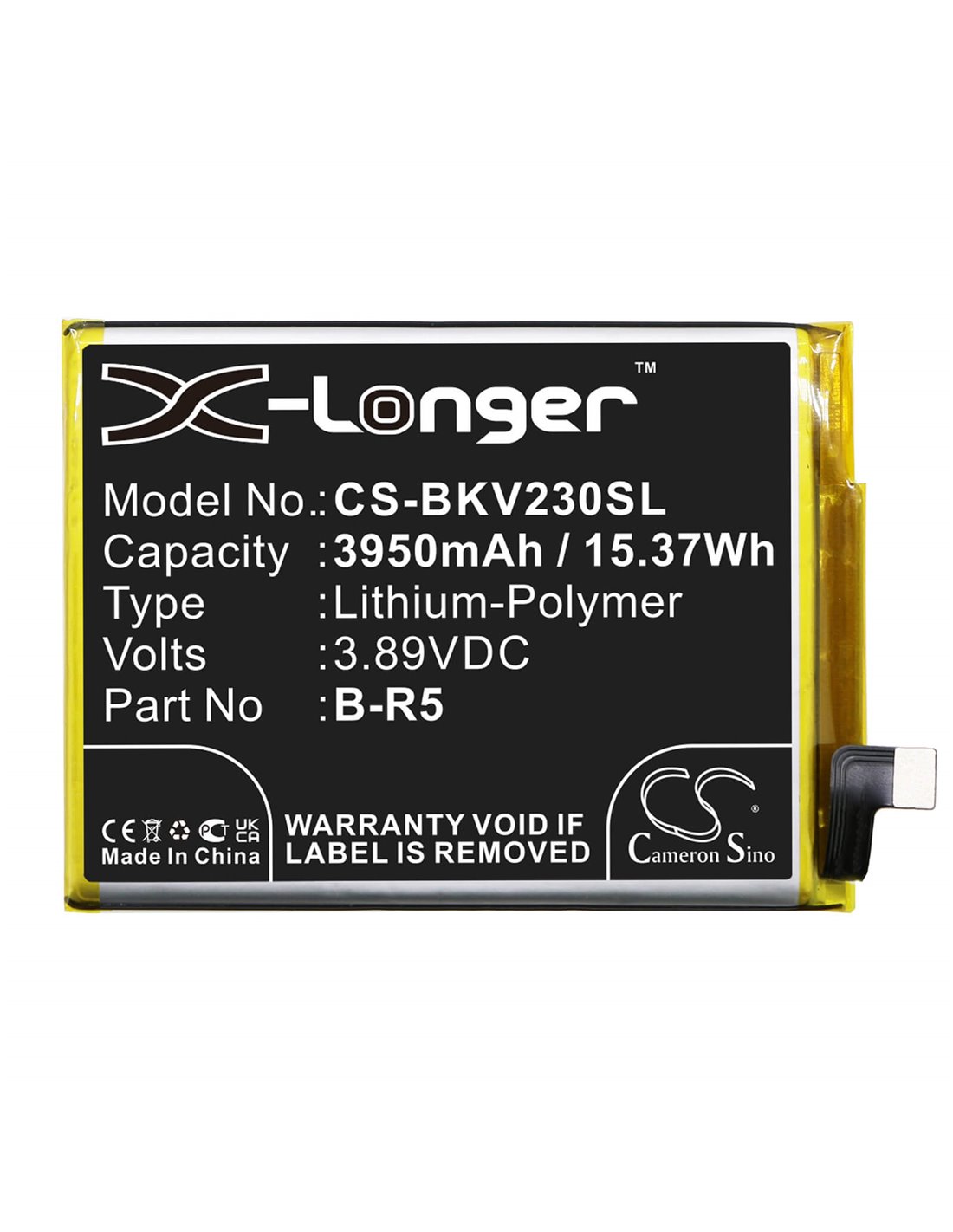 3.89V, Li-Polymer, 3950mAh, Battery fits Vivo, s10e, S10e 5g, 15.37Wh