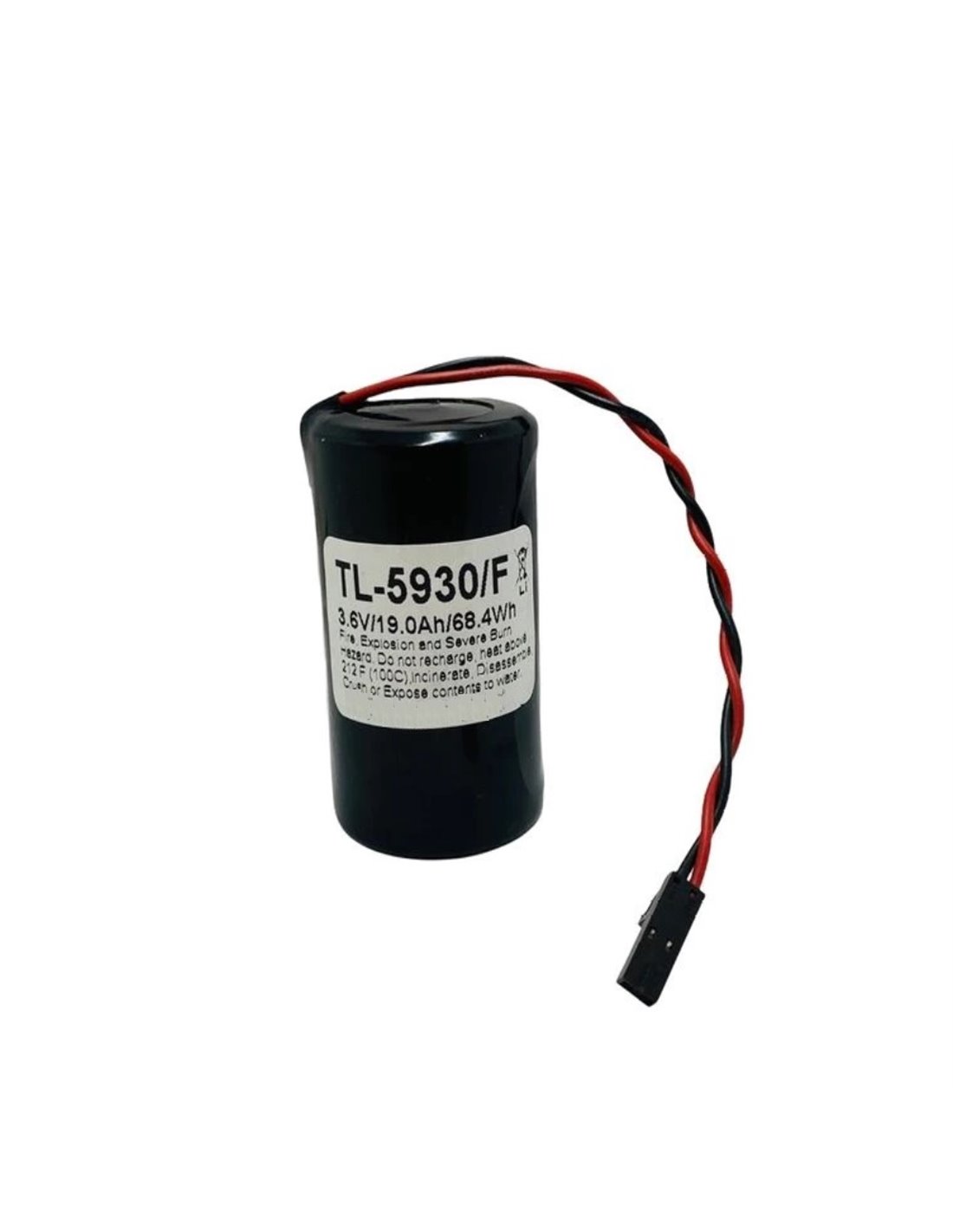 Tadiran TL-5930/F 3.6V D Size 19Ah Lithium Battery with lead & connector - Non Rechargeable