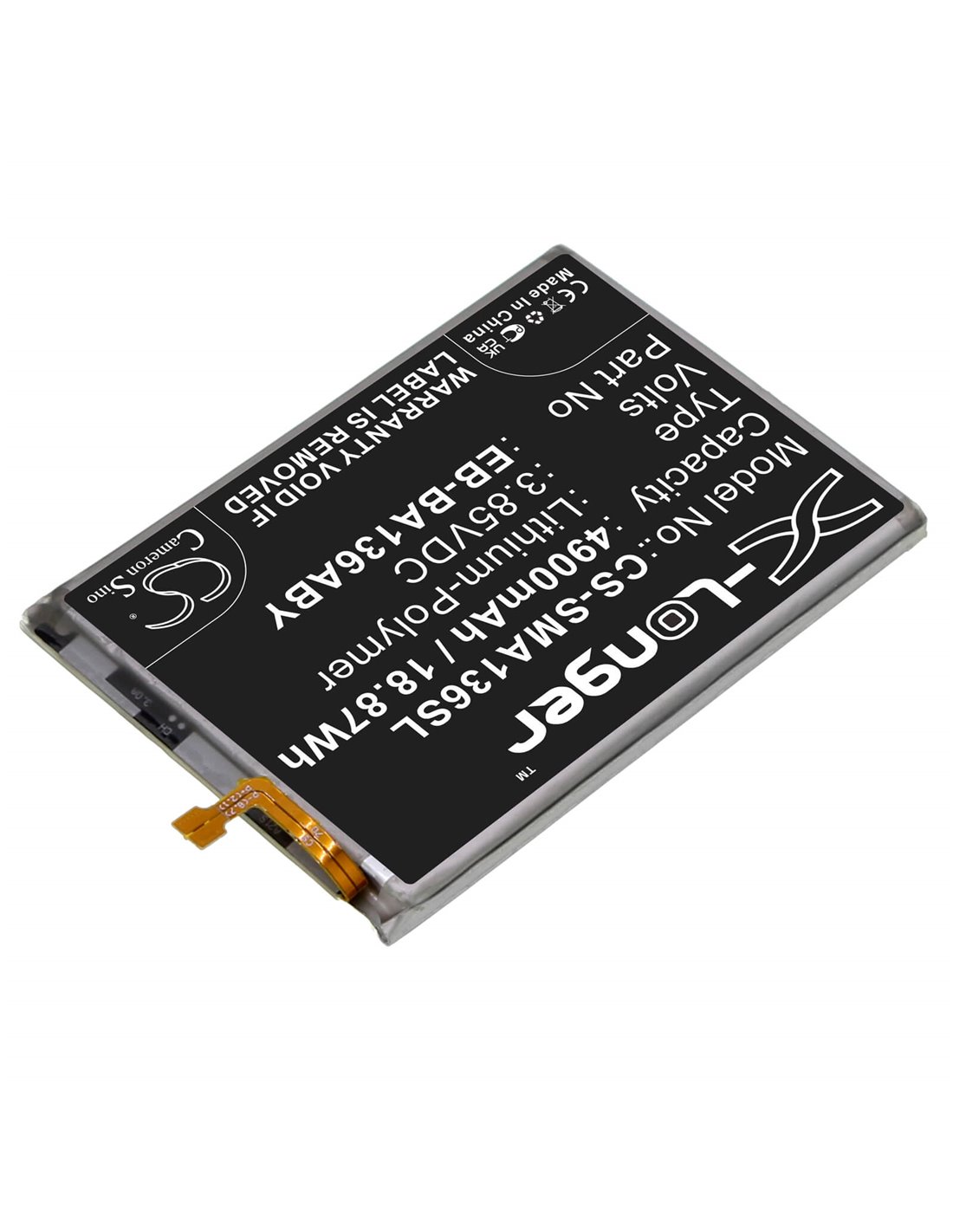 3.85V, Li-Polymer, 4900mAh, Battery fits Samsung Galaxy A13 5g, Sm-a136a, 18.87Wh
