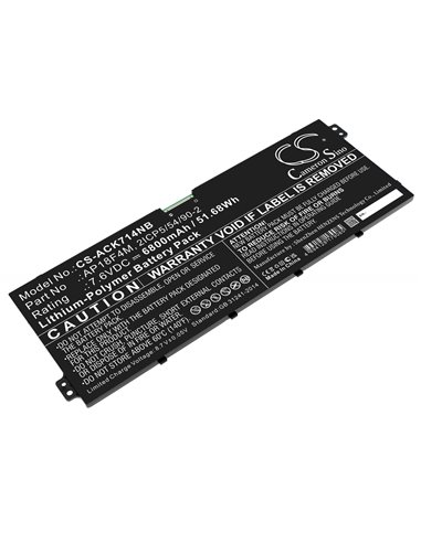 7.6V, Li-Polymer, 6800mAh, Battery fits Acer Cchromebook 715 Cb715-1w-57cc, Chromebook 714 Cb714-1w-3313, 51.68Wh