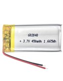 3.7V, Li-Polymer, 450mAh, Battery fits LP602040, 602040, 1.66Wh