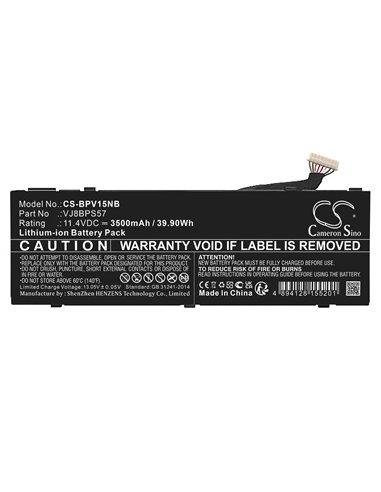 Battery for Sony, Vaio S15 2019 11.4V, 3500mAh - 39.90Wh