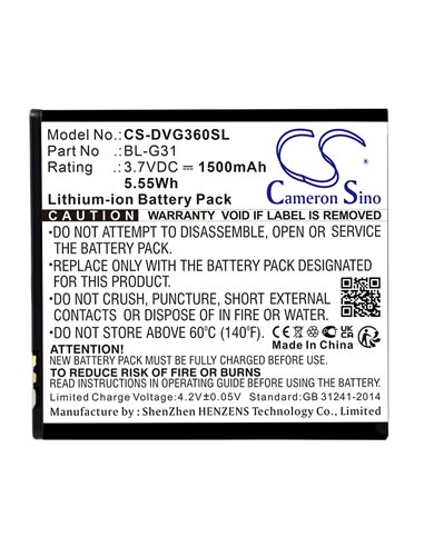 Battery for Doov, D360, D50, D910 3.7V, 1500mAh - 5.55Wh
