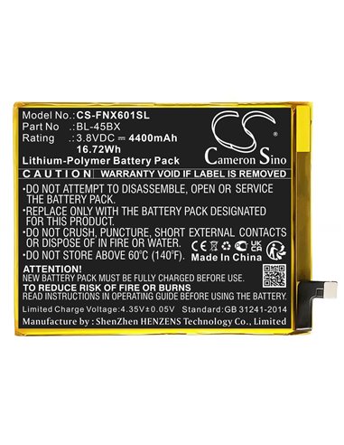 Battery for Infinix, Note 3, X601 3.8V, 4400mAh - 16.72Wh
