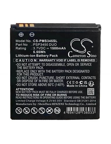 Battery for Prestigio Psp3450 Duo 3.7V, 1500mAh - 5.55Wh