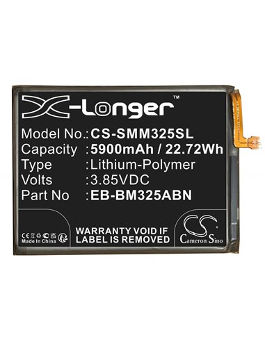 3.85V, Li-Polymer, 5900mAh, Battery fits Samsung, Galaxy M32, Galaxy M32 4G 2021 Premium Edi, 22.72Wh