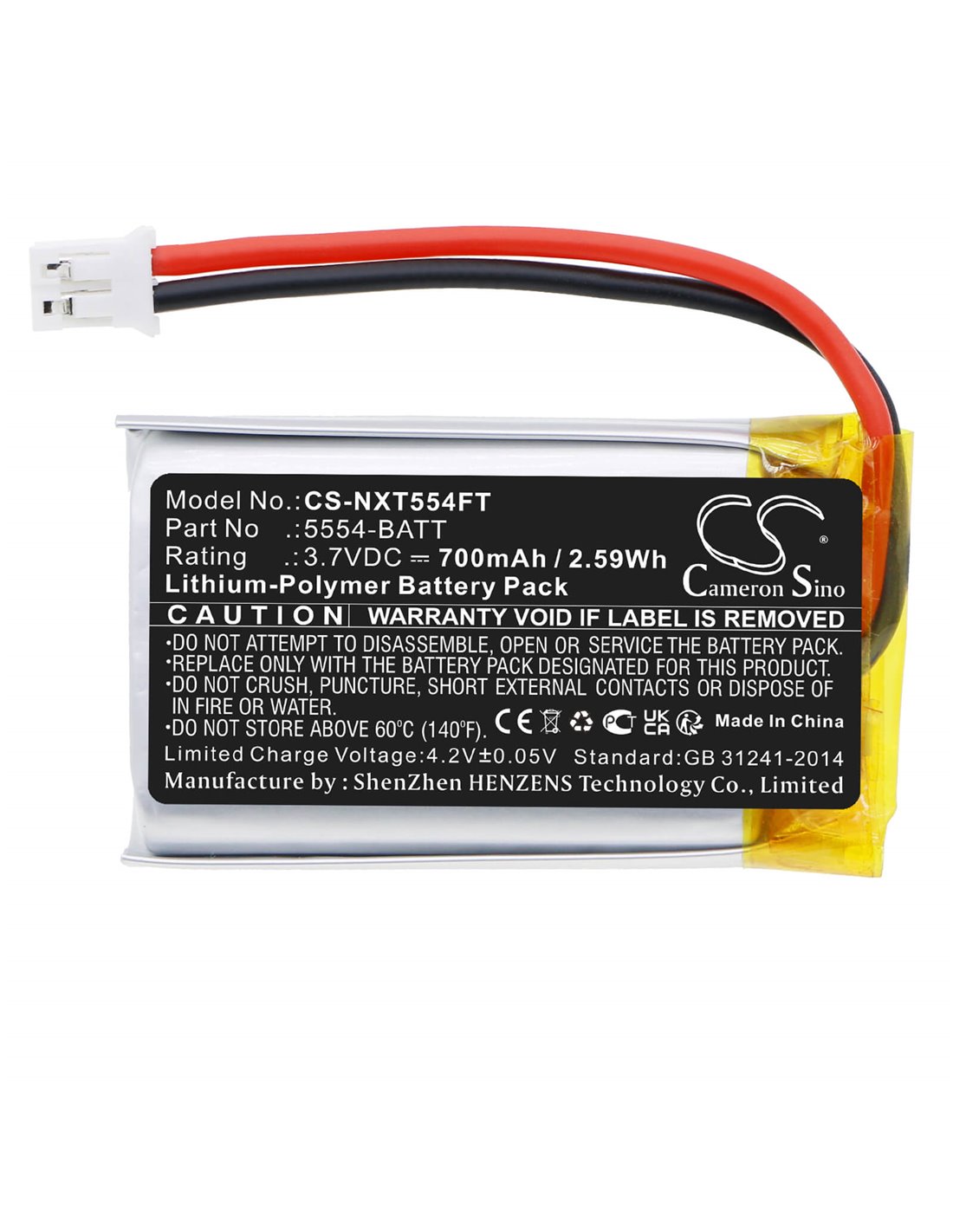 3.7V, Li-Polymer, 700mAh, Battery fits Nightstick Xpr-5554g Headlamp, 2.59Wh
