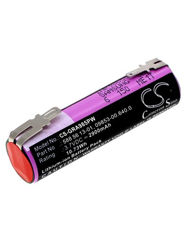3.7V, Li-ion, 2900mAh, Battery fits Gardena 9850-20, 9853-20, 9854-20, 10.73Wh