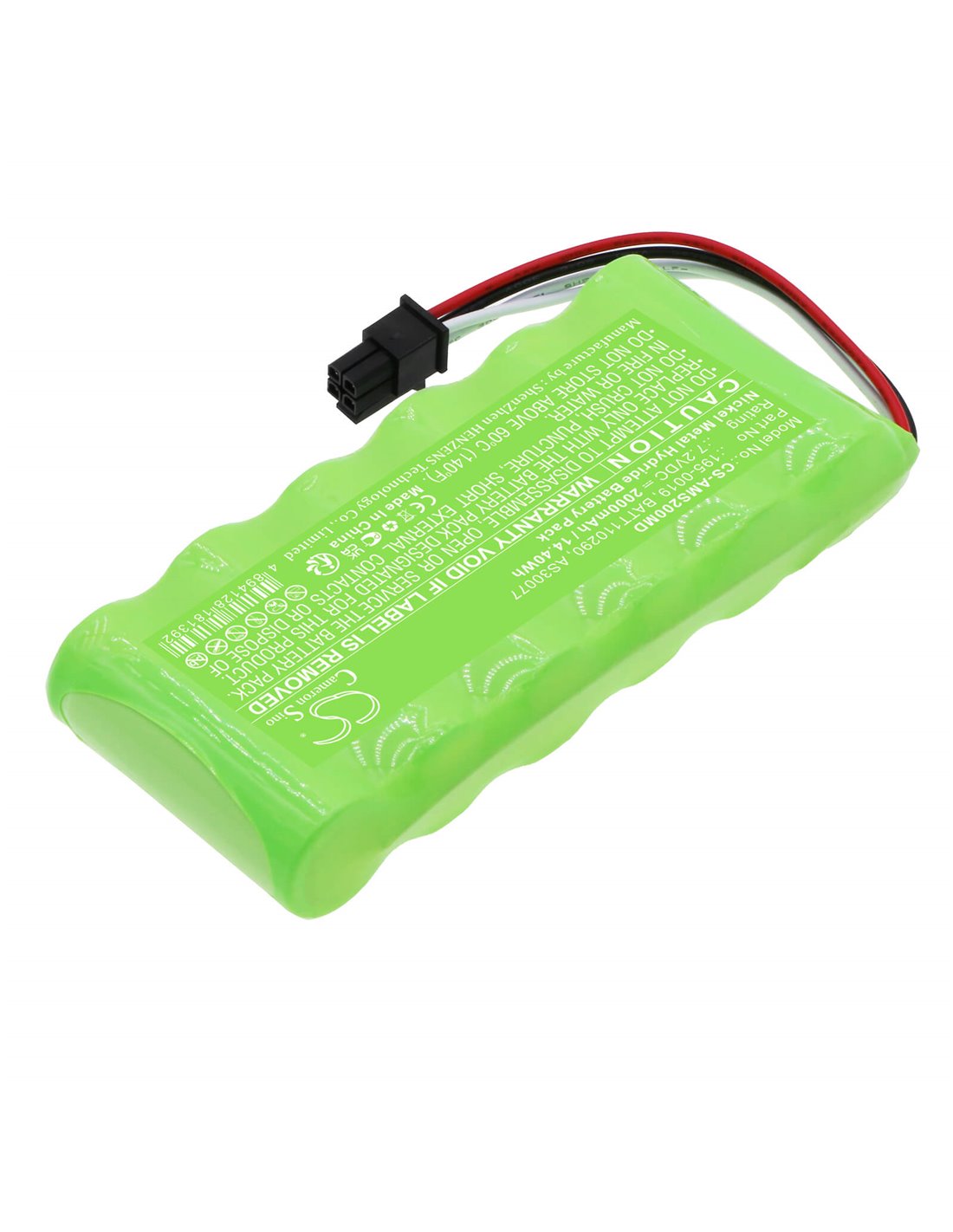 7.2V, Ni-MH, 2000mAh, Battery fits Aspect Medical System A2000 Bis Monitoring, Bis View Monitoring, 14.40Wh