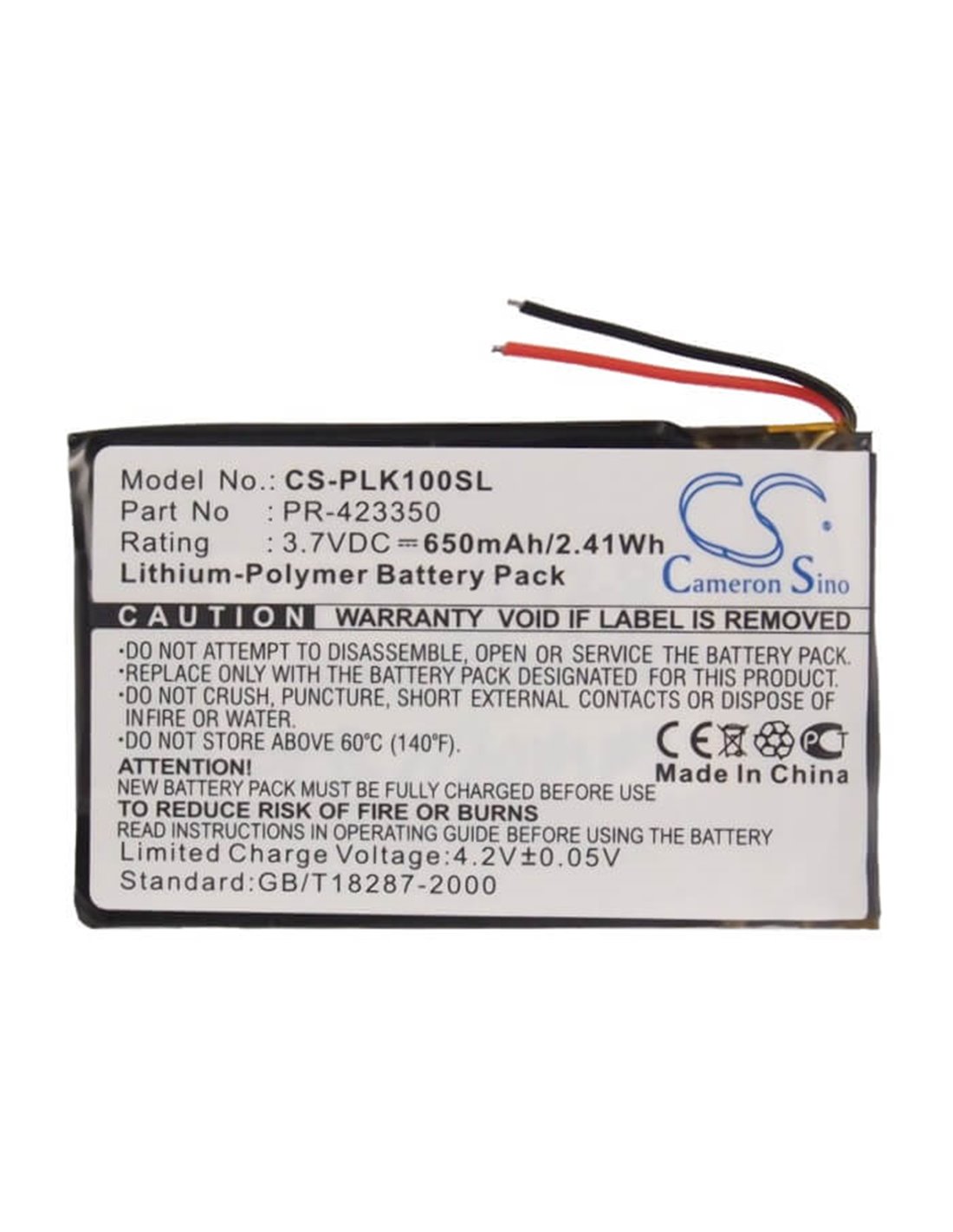3.7V, Li-Polymer, 650mAh, Battery fits Sony Mdr-ds6500, Mdr-rf985r, Mdr-xb950b1, 2.41Wh