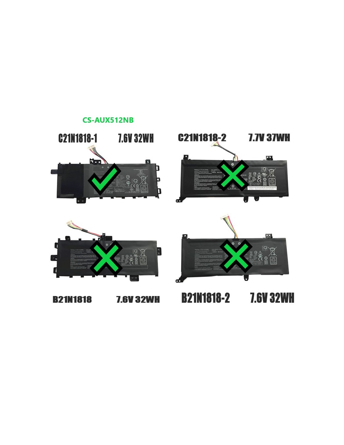 Battery for Asus X712fa-gc102t, R564dk, V5000fa 7.6V, 4050mAh - 30.78Wh