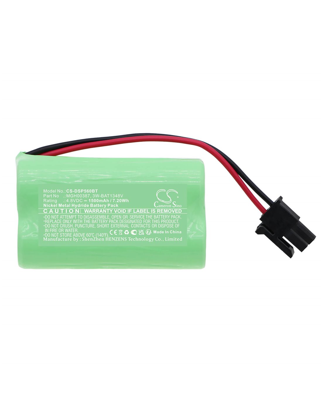 4.8V, Ni-MH, 1500mAh, Battery fits Dsc, Central Wp8010, Central Wp8030, 7.20Wh