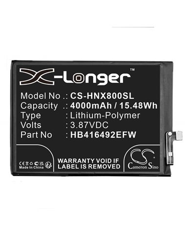 3.87V, Li-Polymer, 4000mAh, Battery fits Honor, Tfy-lx1, Tfy-lx2, 15.48Wh