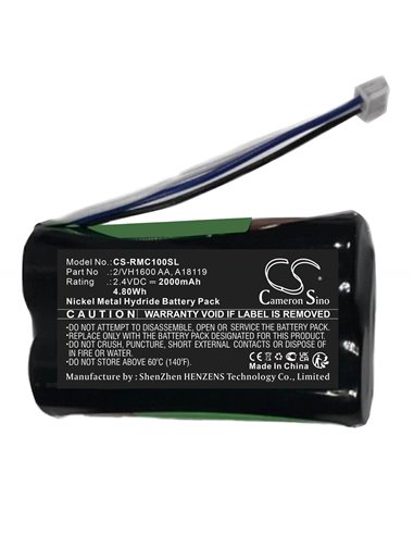 2.4V, Ni-MH, 2000mAh, Battery fits Raymarine, Smart Controller, Smart Controller Wireless Auto, 4.80Wh