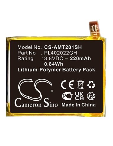 3.8V, Li-Polymer, 220mAh, Battery fits Amazfit, A2010, Gts 2 Mini, 0.84Wh