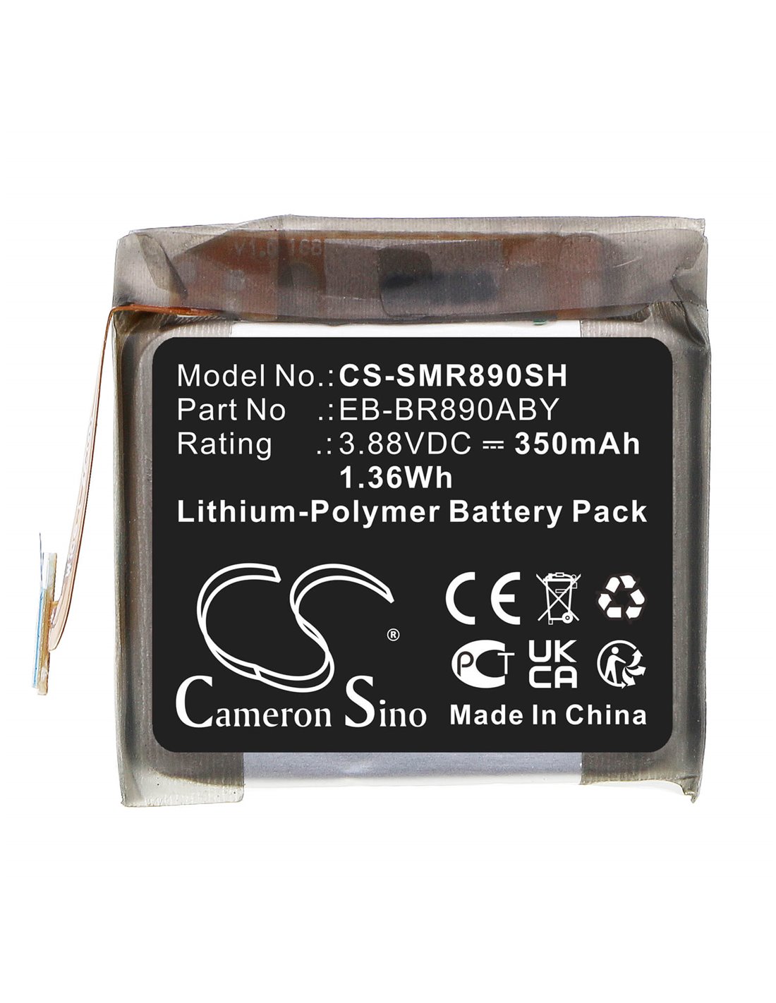 3.88V, Li-Polymer, 350mAh, Battery fits Samsung, Galaxy Watch4 Classic 46mm, Sm-r870, 1.36Wh
