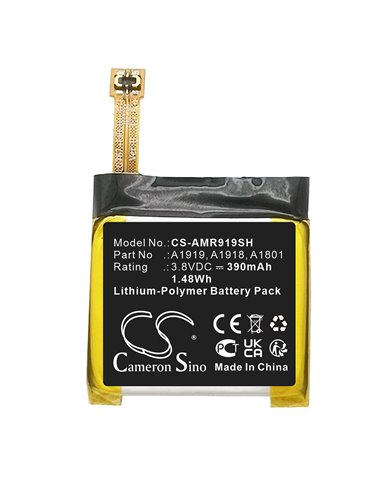 3.8V, Li-Polymer, 390mAh, Battery fits Amazfit, T-rex, 1.48Wh