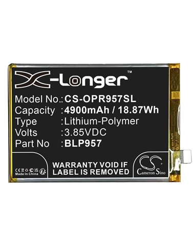 3.85V, Li-Polymer, 4900mAh, Battery fits Oppo, Realme 10 5g, Rmx3630, 18.87Wh