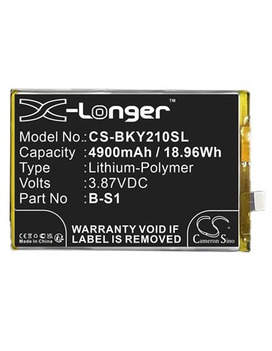 3.87V, Li-Polymer, 4900mAh, Battery fits Vivo, V2110, V2135, 18.96Wh