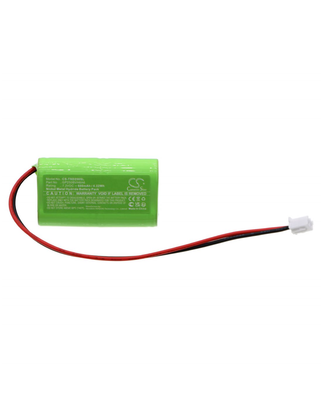 7.2V, Ni-MH, 600mAh, Battery fits Texecom, Bell Box Sounder, Odyssey Extended Life Siren Al, 4.32Wh
