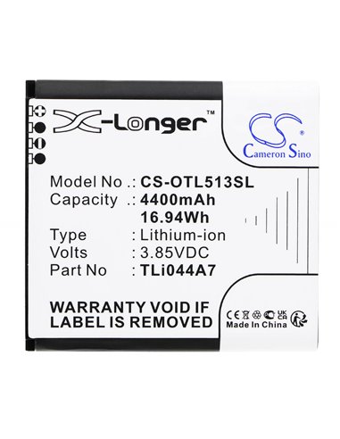 3.85V, Li-ion, 4400mAh, Battery fits Alcatel, Link Zone 5g Uw, Mw513u, 16.94Wh