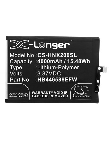 3.87V, Li-Polymer, 4000mAh, Battery fits Honor, Chl-an00, X20 Se 5g, 15.48Wh