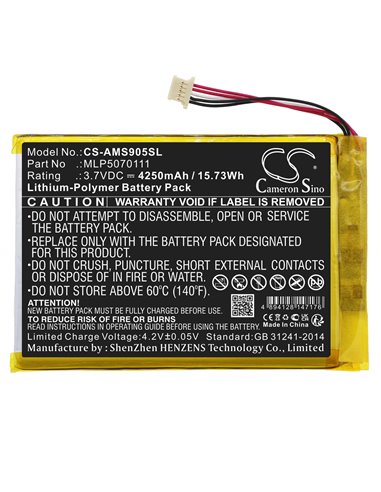 Battery for Autel, Ds808, Ds808k, Im508 3.7V, 4250mAh - 15.73Wh