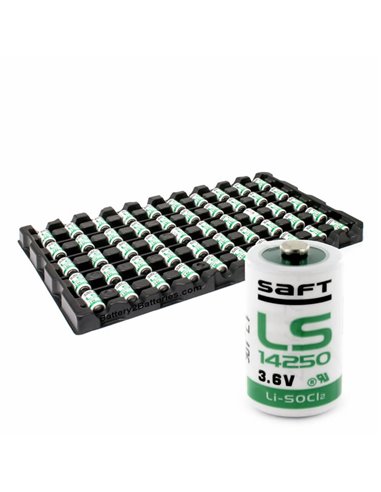 Saft LS14250 1/2 AA 3.6V Lithium Battery Tray - 50 Pack