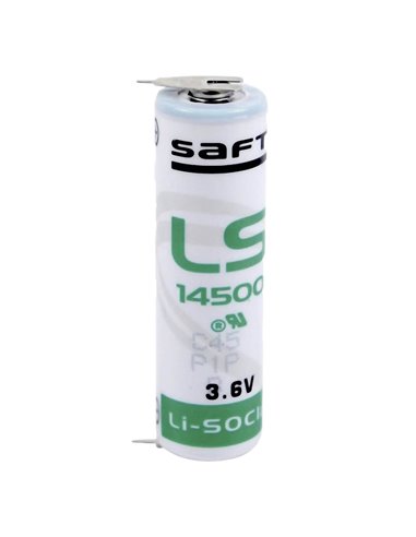 Saft Batteries LS14500 AA 3.6V 2600mAh Lithium Battery with PC Pins on Positive & Negative Terminals