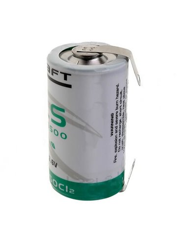 Saft 3.6V 17000mAh D-Size Battery with Unidirectional Tabs