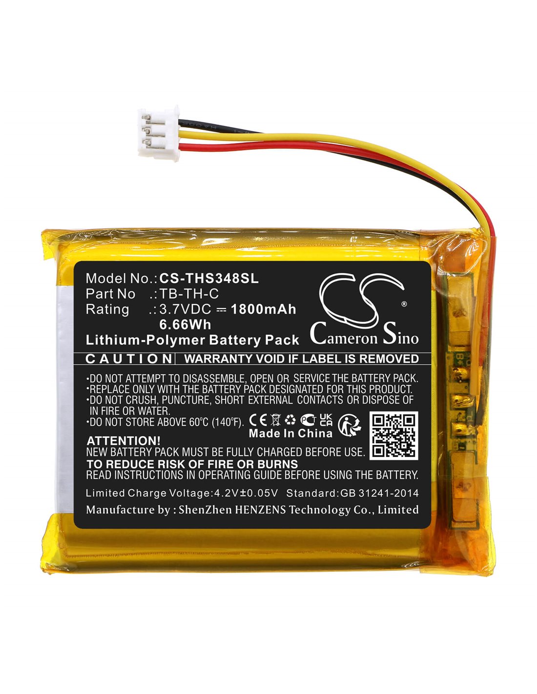 3.7V, Li-Polymer, 1800mAh, Battery fits Therabody, Smart Goggles, 6.66Wh