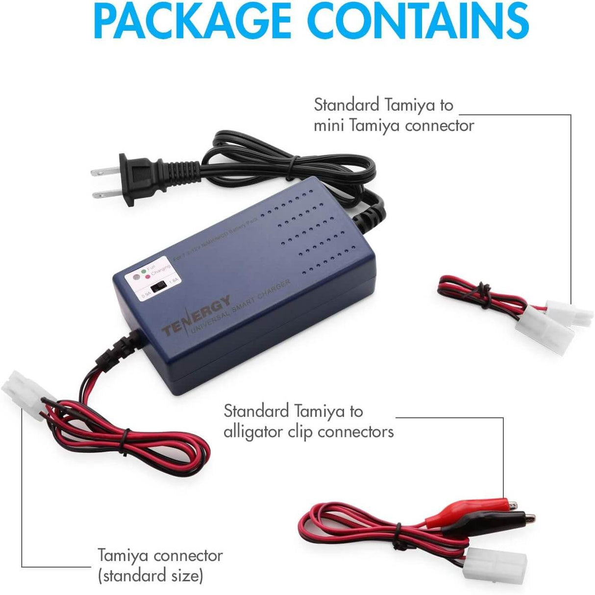 Tenergy Smart Battery Charger for NiMH/NiCd 7.2V-12V 6S-10S Battery Packs Charger/Adapter Tenergy