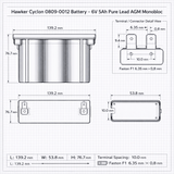 Hawker Cyclon Battery Fit's 0809-0012, 6v 5ah Sealed Lead Acid Hawker Cyclon