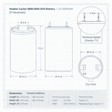 Hawker Cyclon Battery Fit's 0800-0004, 2v 5ah Sealed Lead Acid Hawker Cyclon