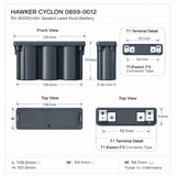 Hawker Cyclon Battery Fit's 0859-0012, 6v 8ah Sealed Lead Acid Hawker Cyclon