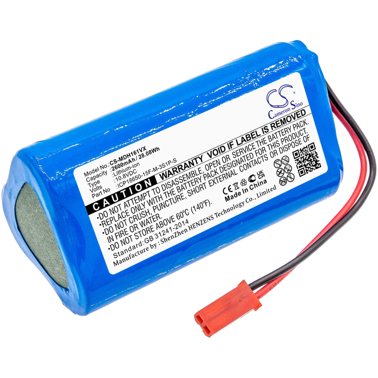 10.8V, Li-ion, 2600mAh, Vacuum battery fits Easyhome, Homenice, Sr3001, 28.08Wh Vacuum Cameron Sino Technology Limited