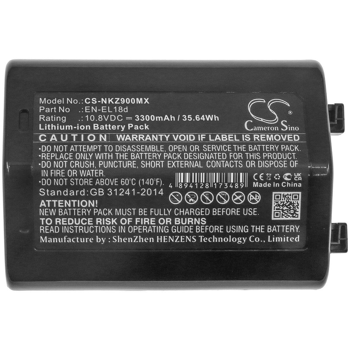 10.8V, Li-ion, 3300mAh, Camera battery fits Nikon, En-el18d, D6, Z9, 35.64Wh Camera Cameron Sino Technology Limited (Camera)