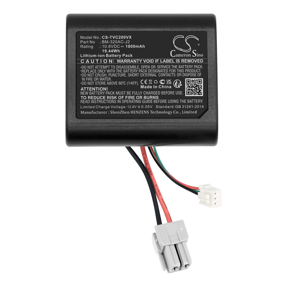 10.8V, Li-ion, 1800mAh, Vacuum Battery fits Toshiba, Vc-cls1, Vc-cls11, 19.44Wh Vacuum Cameron Sino Technology Limited