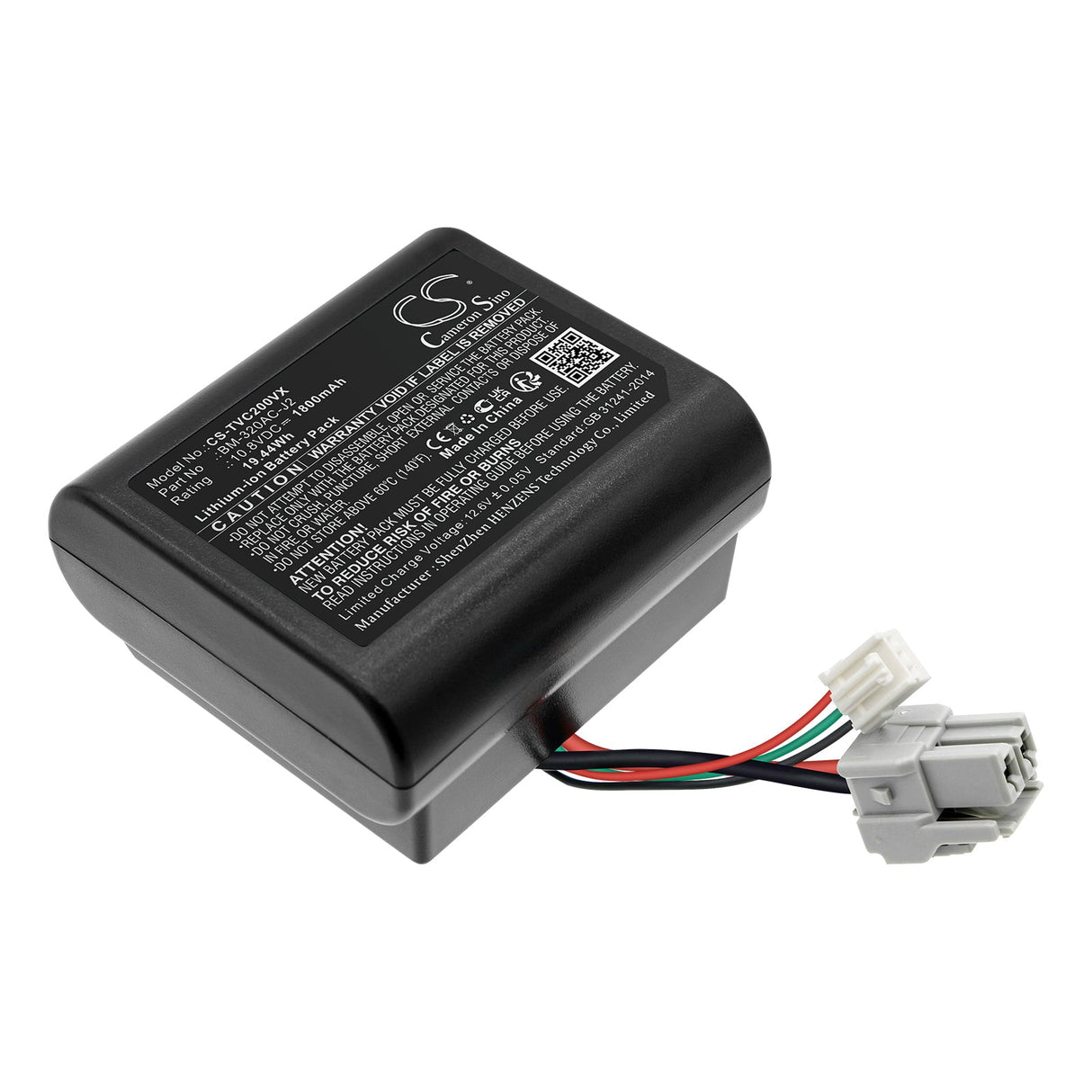 10.8V, Li-ion, 1800mAh, Vacuum Battery fits Toshiba, Vc-cls1, Vc-cls11, 19.44Wh Vacuum Cameron Sino Technology Limited