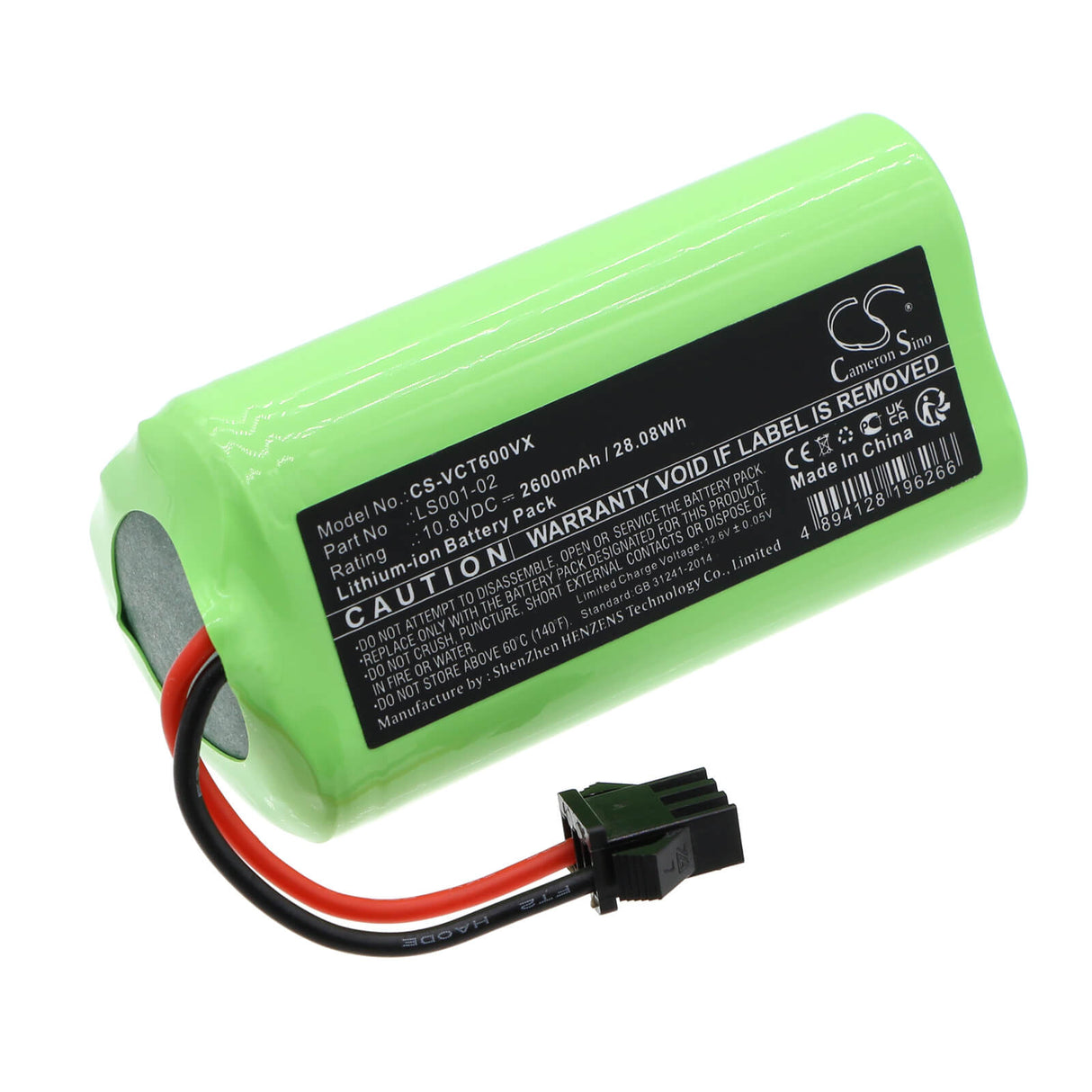 10.8V, Li-ion, 2600mAh, Vacuum battery fits Vactidy, T6, T7, T8, 28.08Wh Vacuum Cameron Sino Technology Limited