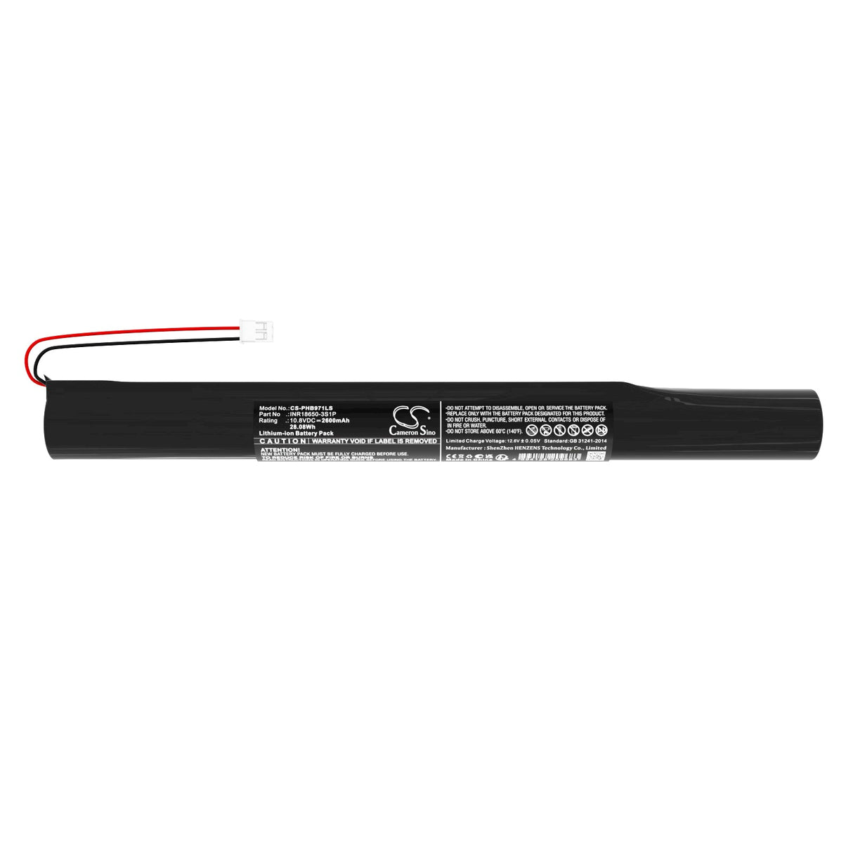 10.8V, Li-ion, 2600mAh, Emergency Lighting battery fits Philips, Inr18650-3s1p, Bodine 442240938971, 28.08Wh Emergency Lighting Cameron Sino Technology Limited